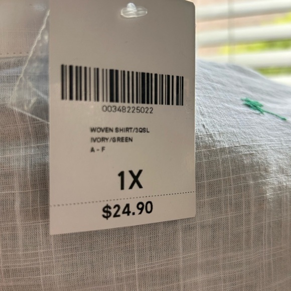 Forever 21 White Button-Up Shirt with Green Embroidery - Picture 5 of 6